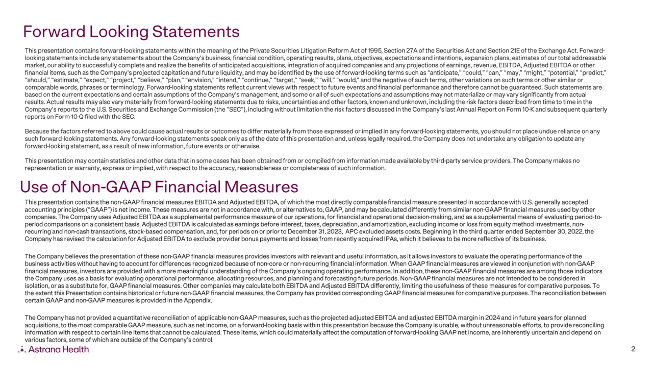 Astrana Health: Second Quarter 2025 Earnings Supplement - Page 2