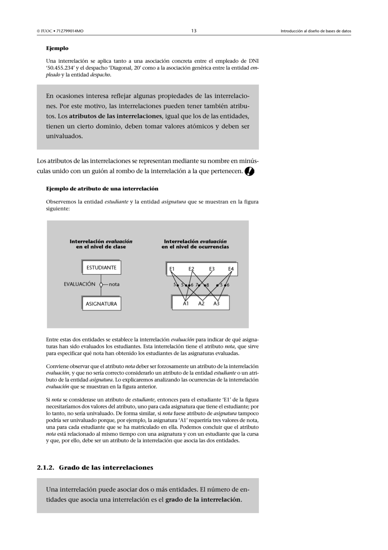  FUOC • 71Z799014MO 13 Introducción al diseño de bases de datos
Ejemplo
Una interrelación se apl…