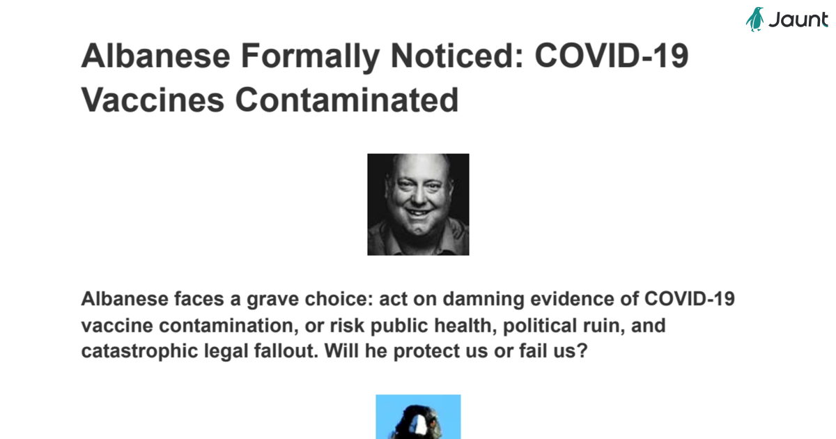 Albanese Formally Noticed: COVID-19 Vaccines Contaminated