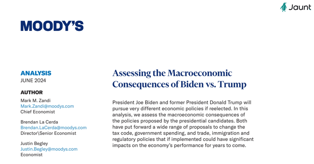 Macro economic policy difference between Biden vs Trump -Moodys presentation 