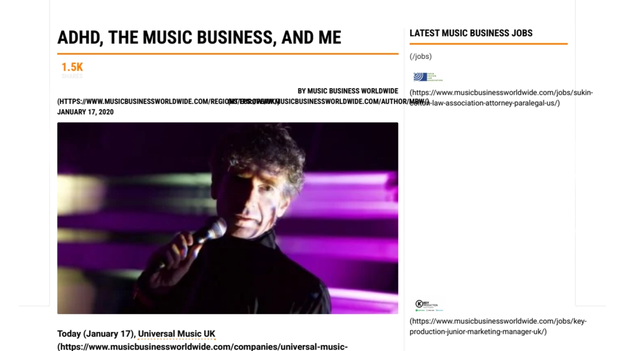 ADHD, The Music Business, And Me - by Andy Edwards, in Music Business Worldwide