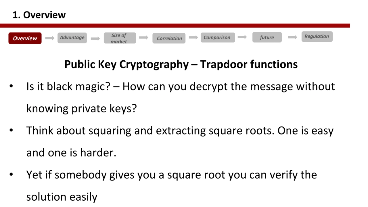 Public Key Cryptography – Trapdoor functions 
• Is it black magic? – How can you decrypt the messa…