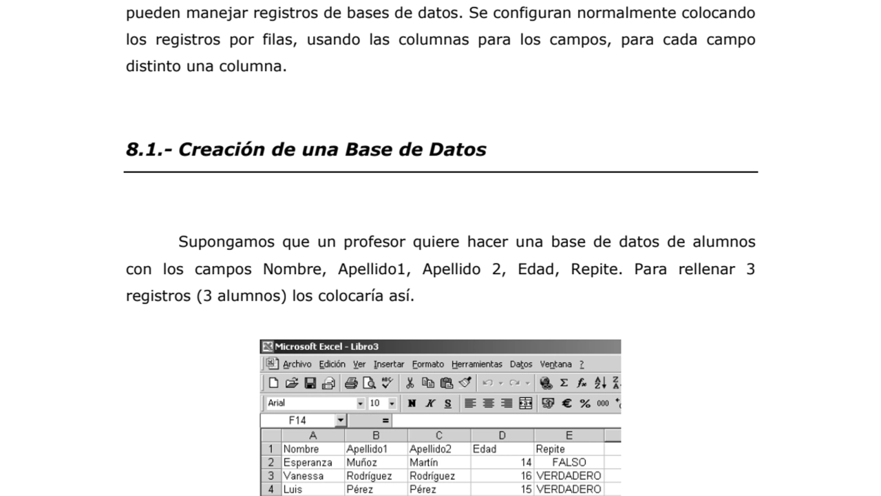 Cap. 8 Bases de datos con Excel