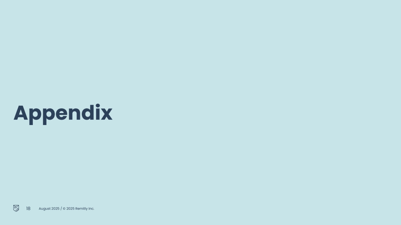 Appendix
18 August 2025 / © 2025 Remitly Inc.