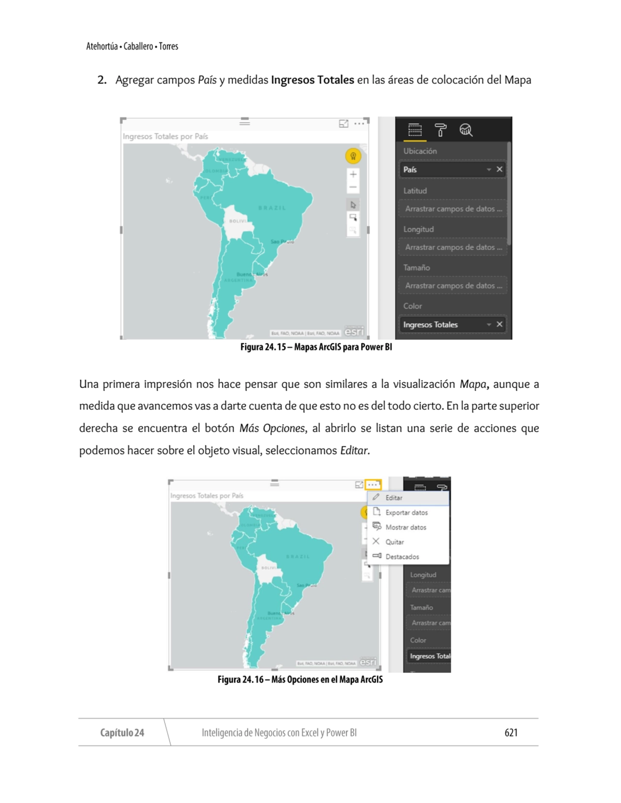 2. Agregar campos País y medidas Ingresos Totales en las áreas de colocación del Mapa
Una primera …