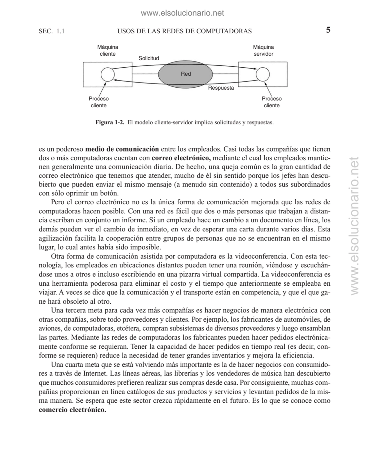 SEC. 1.1 USOS DE LAS REDES DE COMPUTADORAS 5
Figura 1-2. El modelo cliente-servidor implica solici…