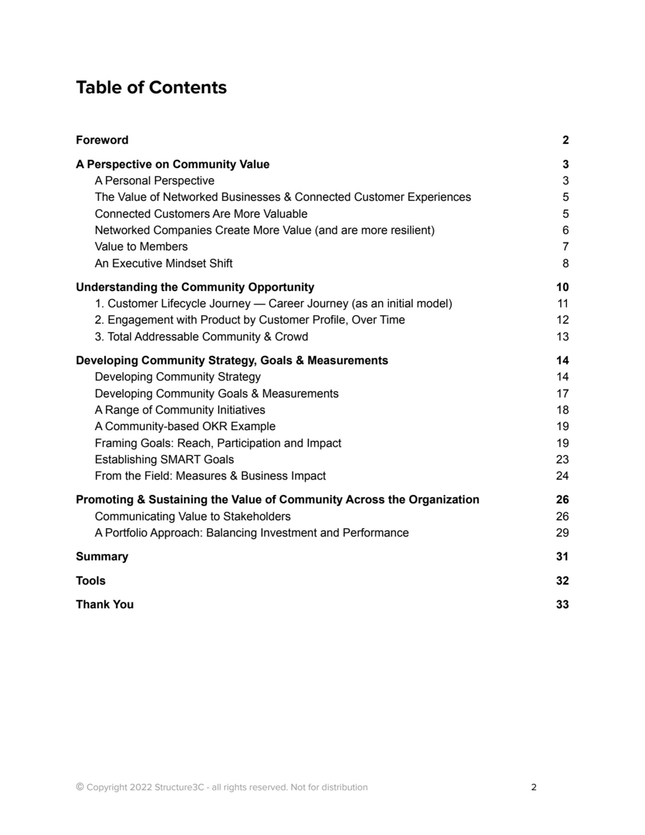 Table of Contents
Foreword 2
A Perspective on Community Value 3
A Personal Perspective 3
The Va…