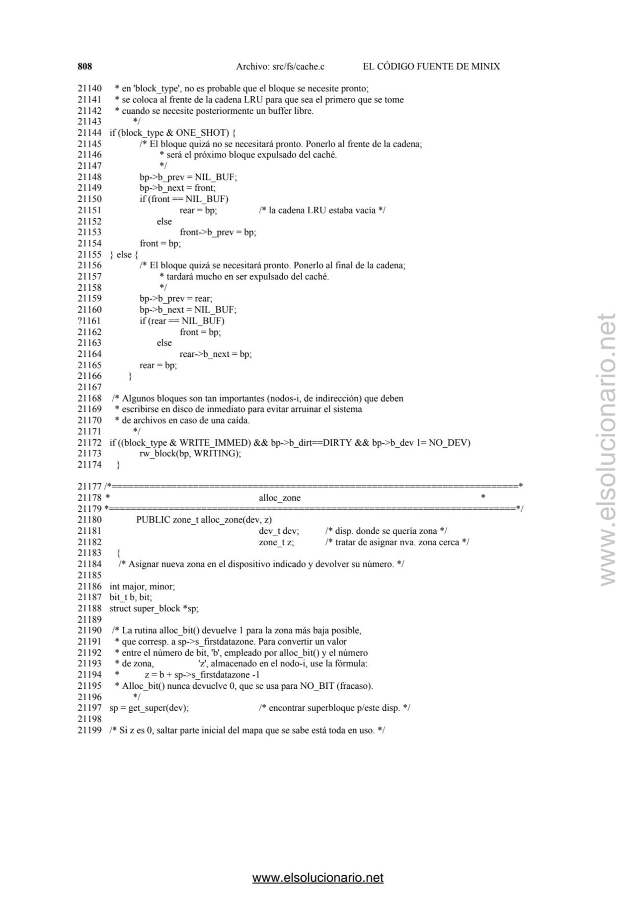 808 Archivo: src/fs/cache.c EL CÓDIGO FUENTE DE MINIX 
21140 * en 'block_type', no es probable que…