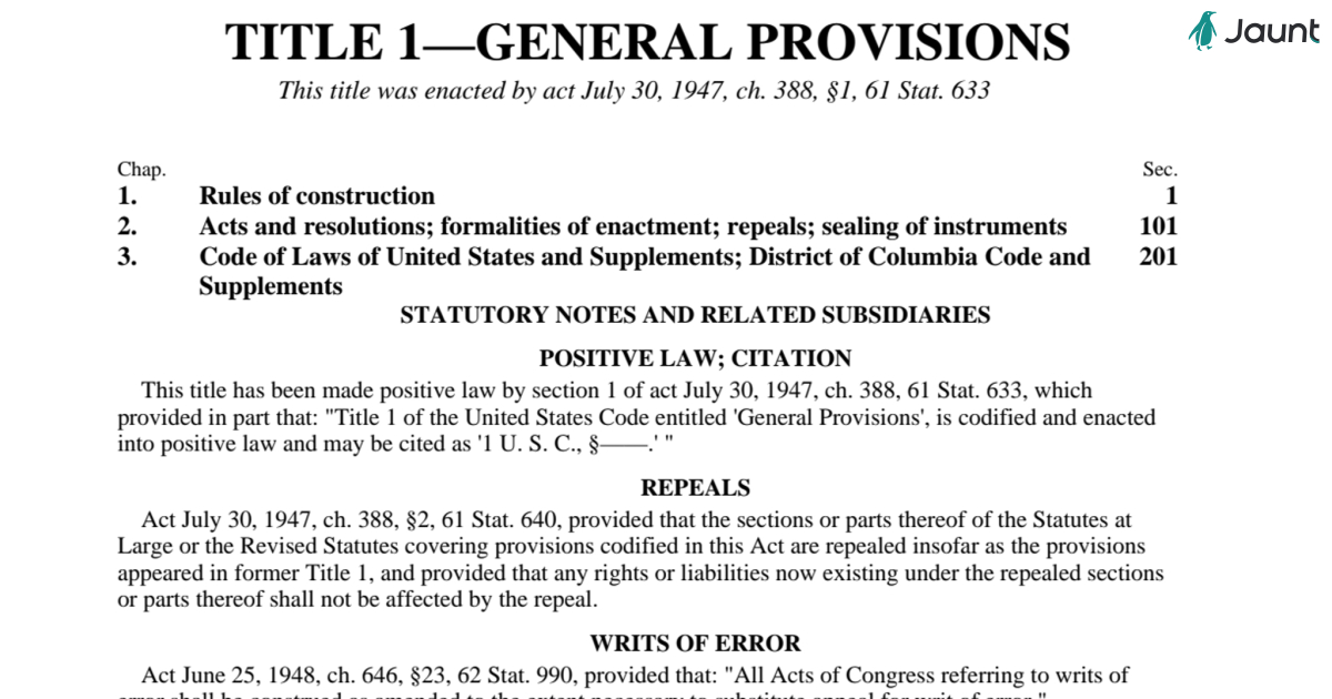 Title 1 -- General Provisions