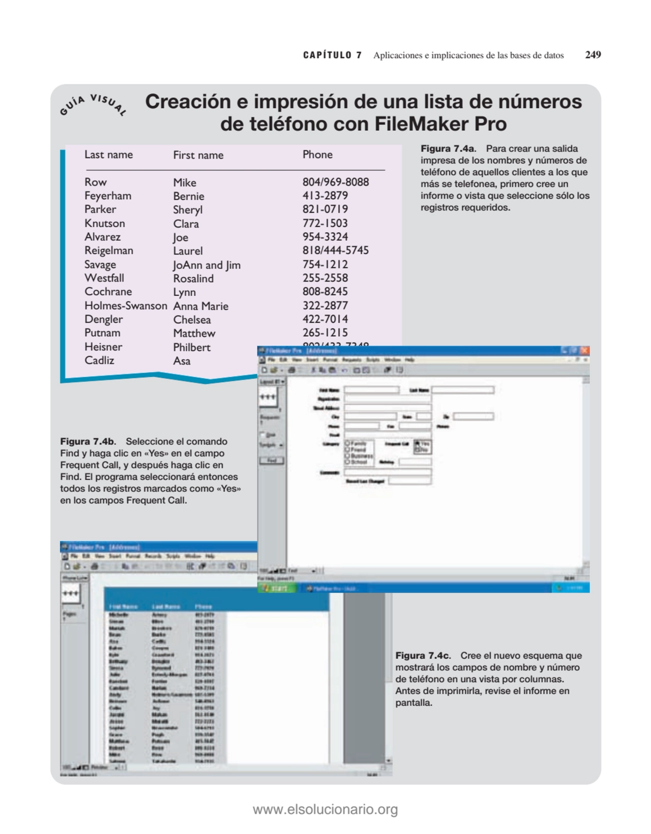 CAPÍTULO 7 Aplicaciones e implicaciones de las bases de datos 249
G UÍA VISU A L
Figura 7.4a. Par…