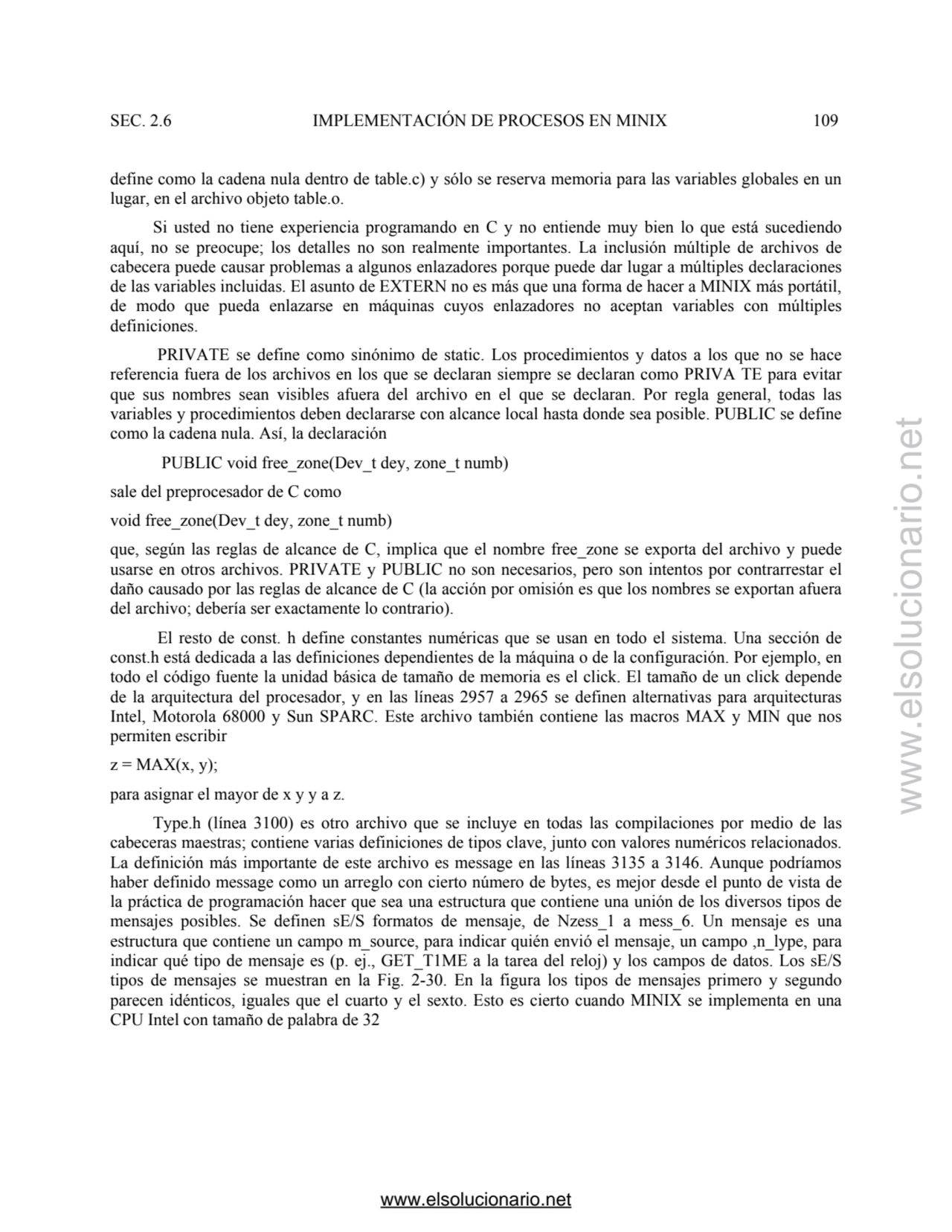 SEC. 2.6 IMPLEMENTACIÓN DE PROCESOS EN MINIX 109 
define como la cadena nula dentro de table.c) y …