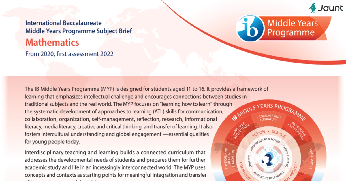 The IB Middle Years Programme (MYP)