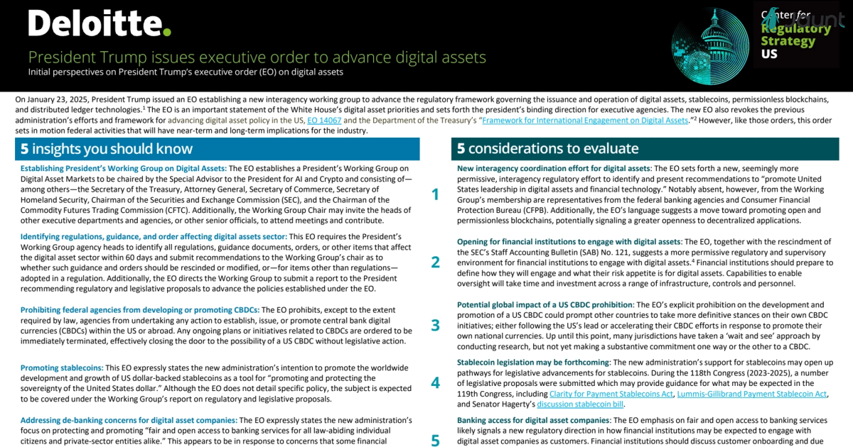 President Trump issues executive order to advance digital assets