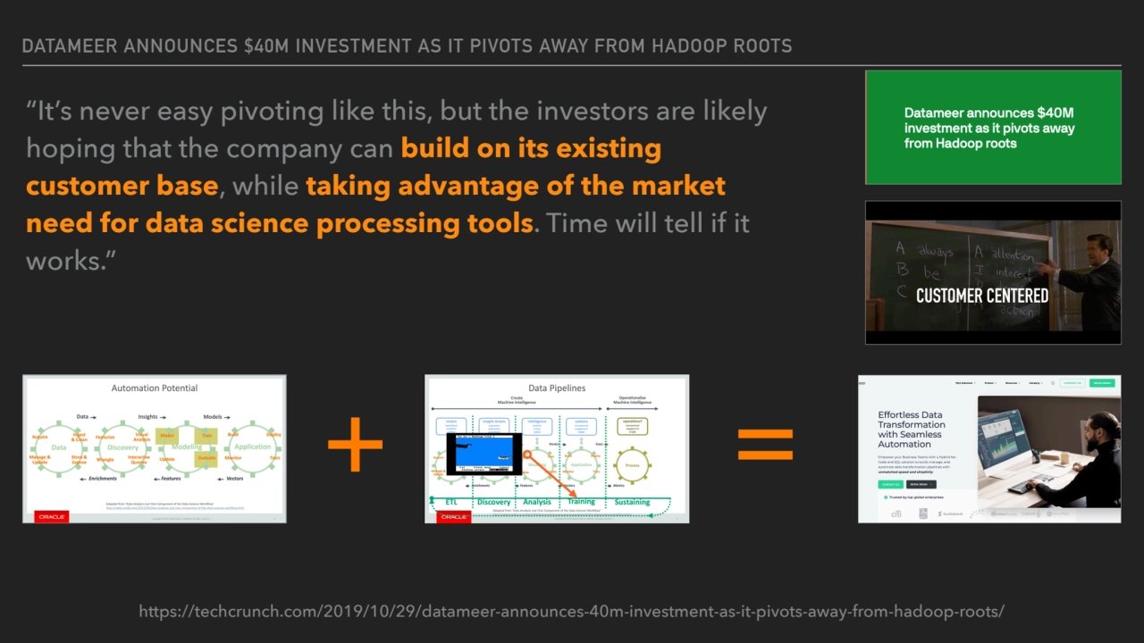 DATAMEER ANNOUNCES $40M INVESTMENT AS IT PIVOTS AWAY FROM HADOOP ROOTS
“It’s never easy pivoting l…