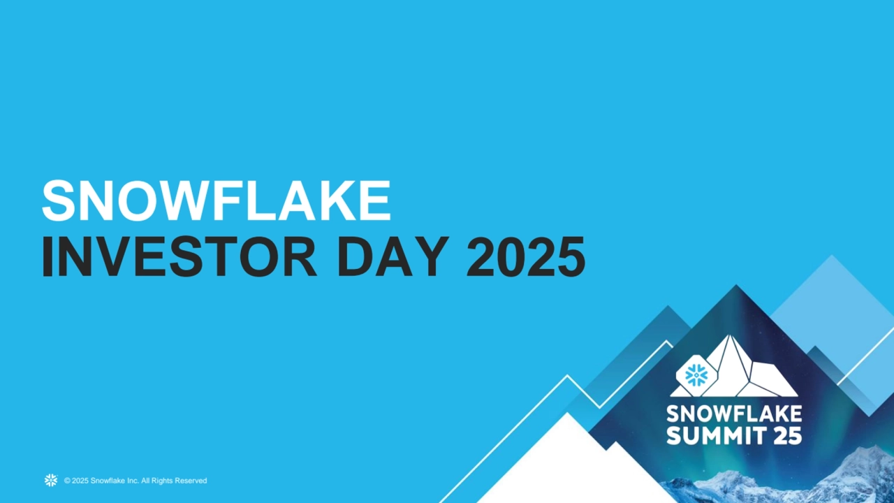 © 2025 Snowflake Inc. All Rights Reserved
SNOWFLAKE
INVESTOR DAY 2025