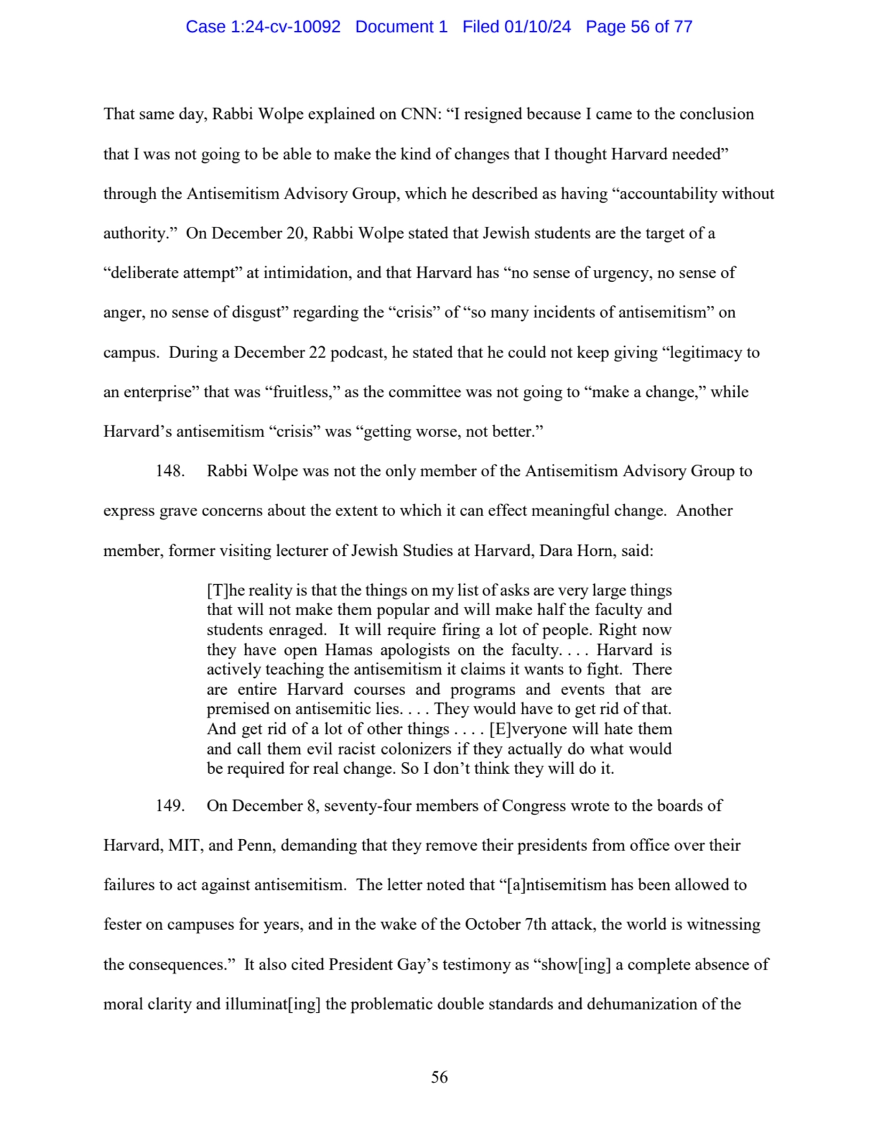 56 
That same day, Rabbi Wolpe explained on CNN: “I resigned because I came to the conclusion 
th…