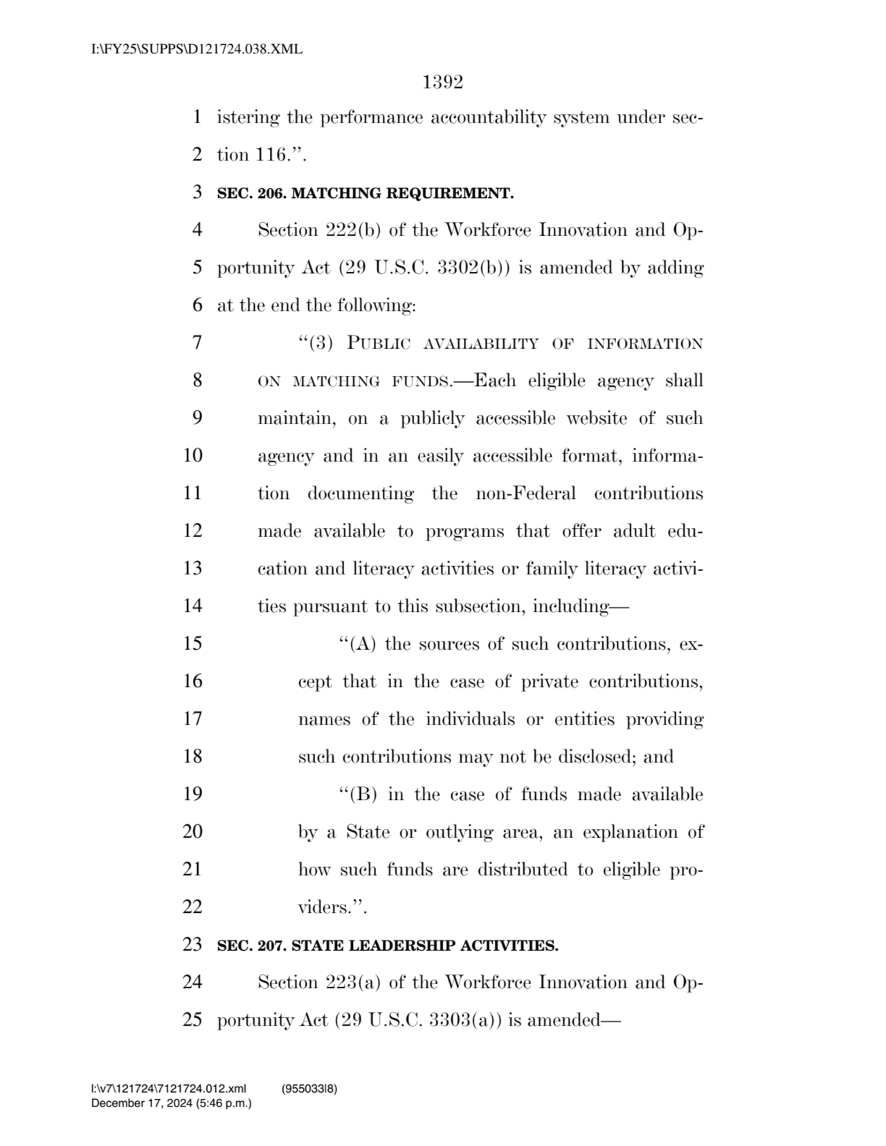 1392 
1 istering the performance accountability system under sec2 tion 116.’’. 
3 SEC. 206. MATC…