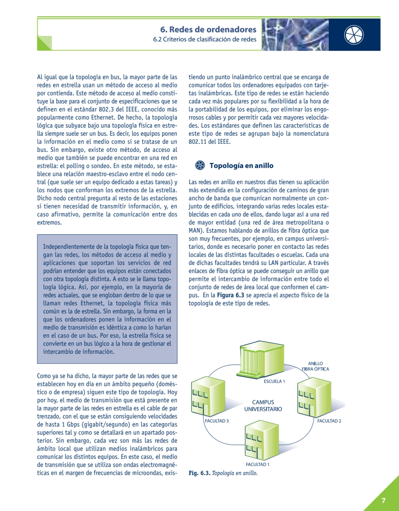 7
6. Redes de ordenadores
6.2 Criterios de clasificación de redes
Al igual que la topología en b…