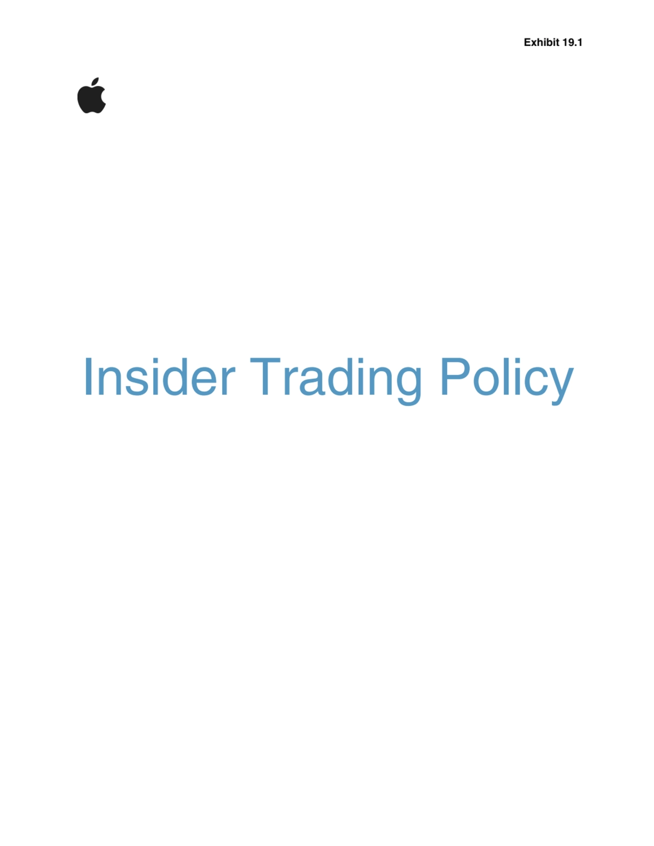 Insider Trading Policy
Exhibit 19.1