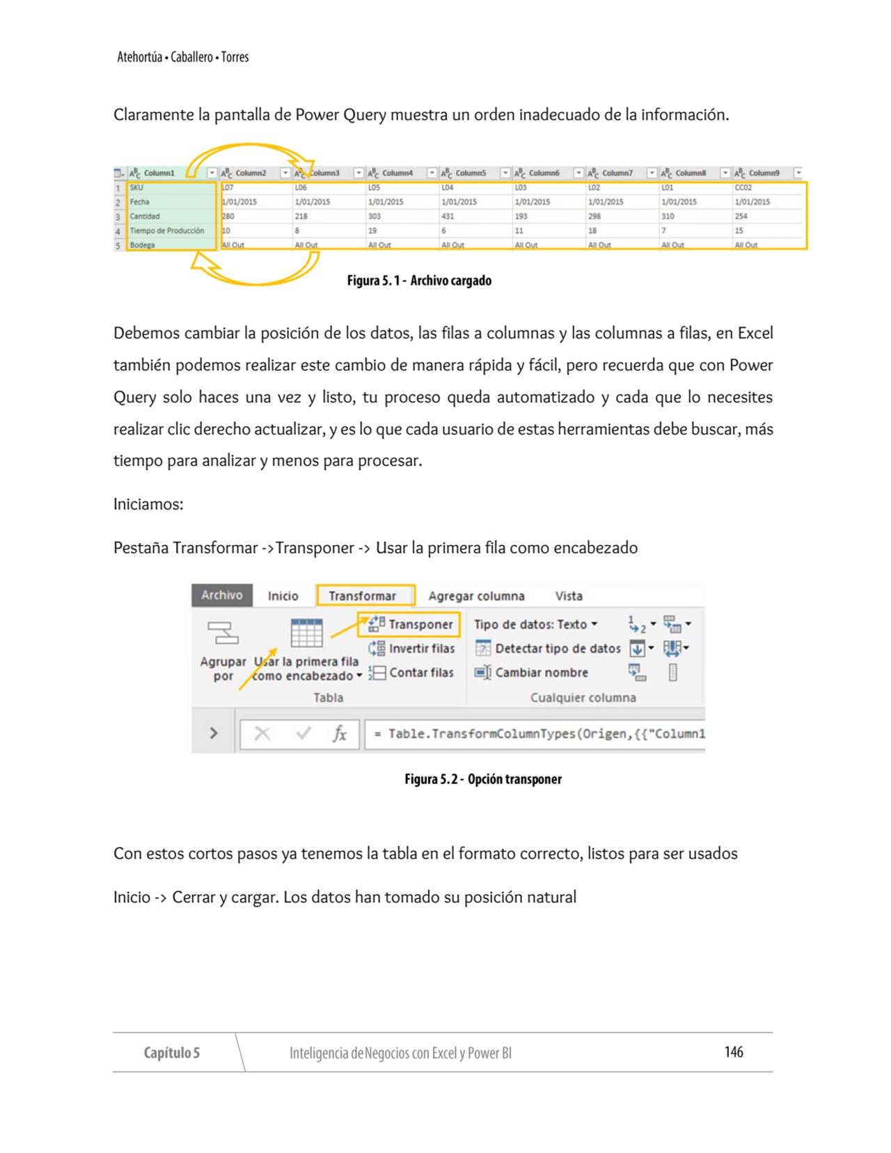 Claramente la pantalla de Power Query muestra un orden inadecuado de la información.
Debemos cambi…