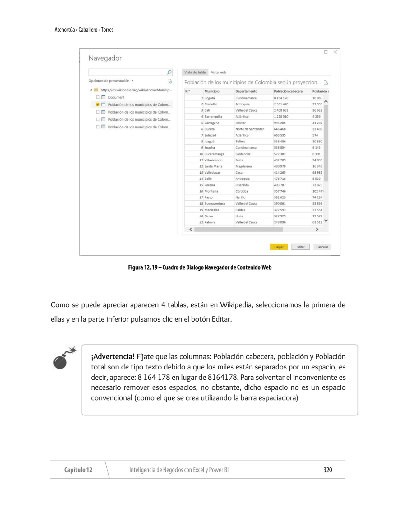 Como se puede apreciar aparecen 4 tablas, están en Wikipedia, seleccionamos la primera de 
ellas y…