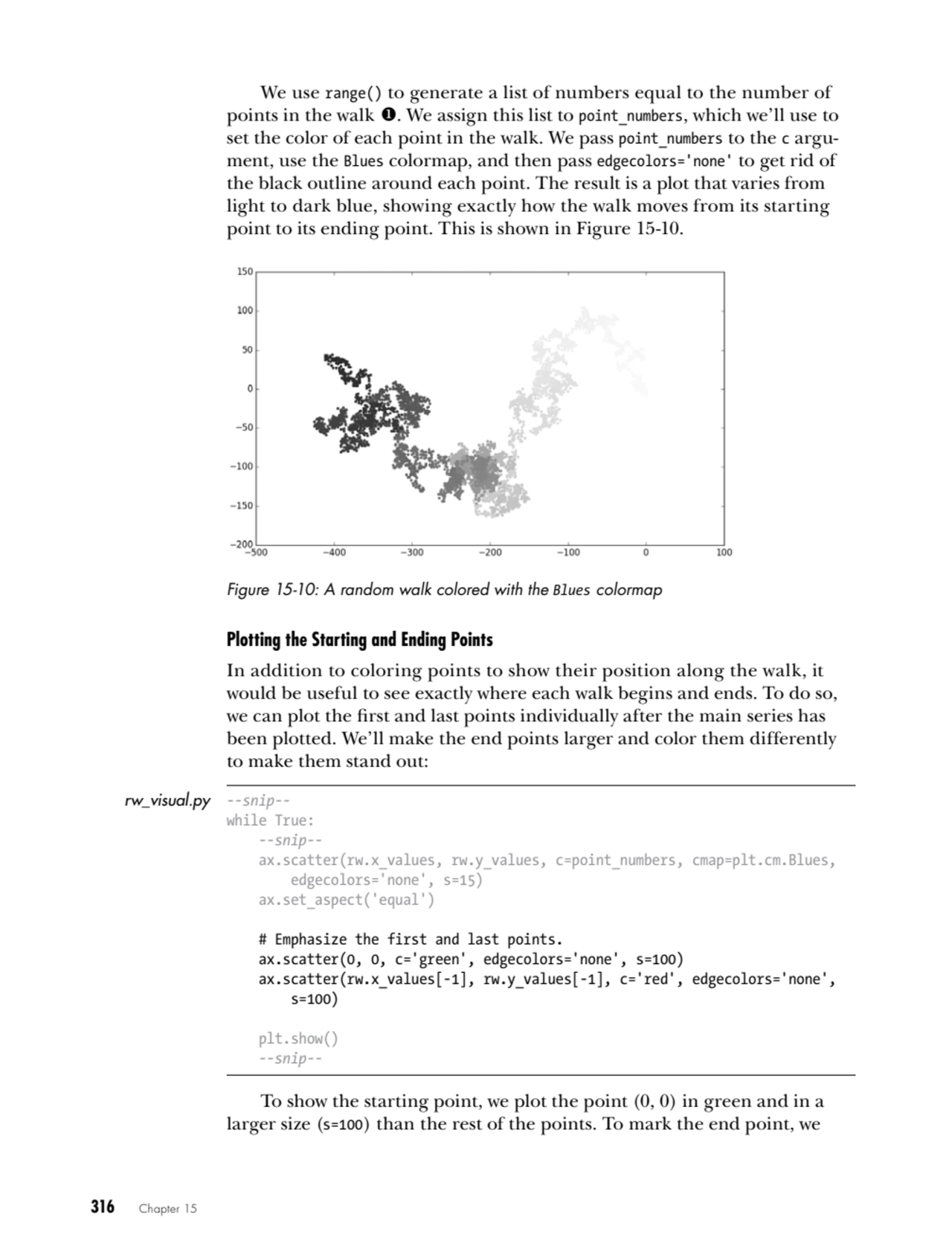 316   Chapter 15
We use range() to generate a list of numbers equal to the number of 
points in t…