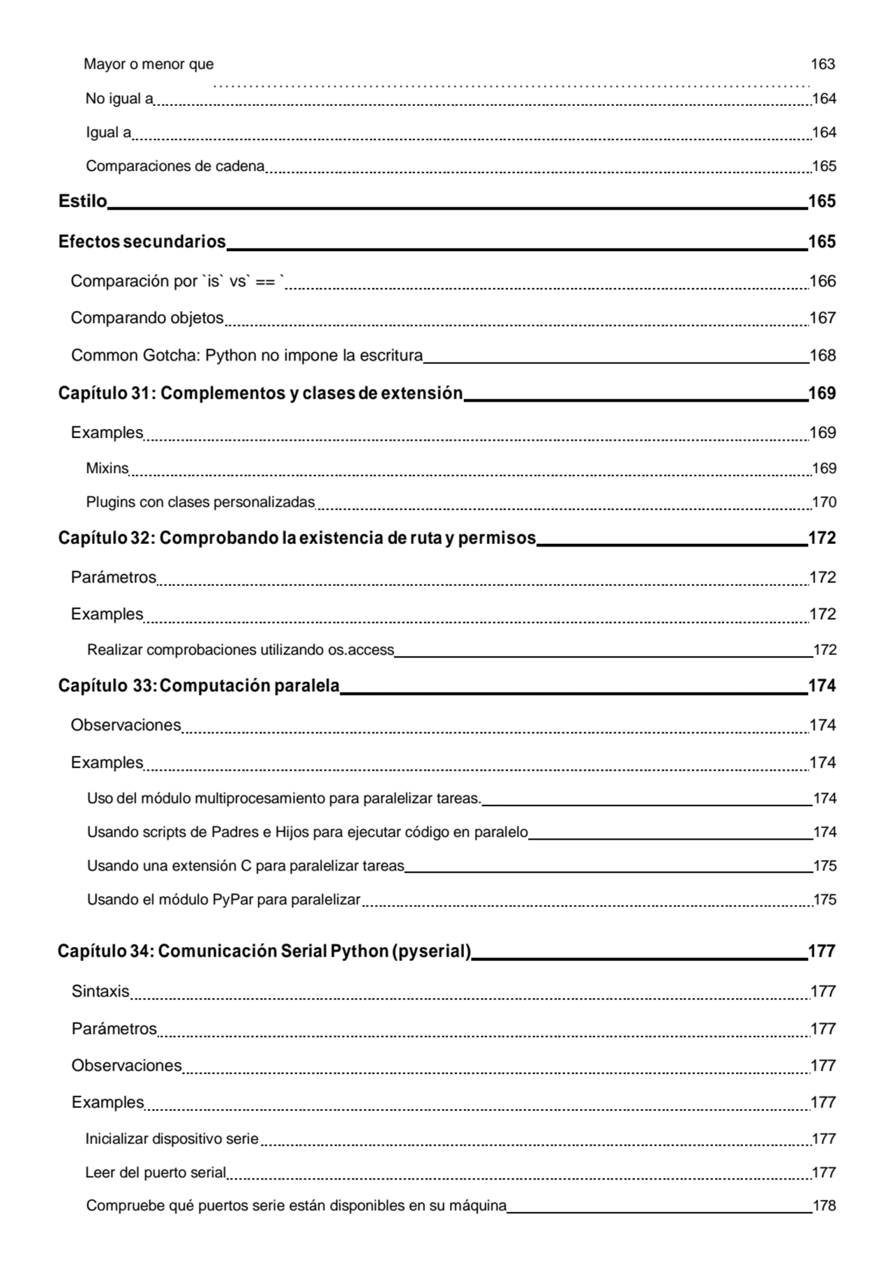 Mayor o menor que 163
No igual a 164 
Igual a 164 
Comparaciones de cadena 165 
Estilo 165 
Ef…