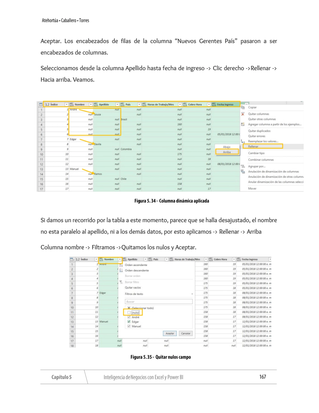 Aceptar. Los encabezados de filas de la columna “Nuevos Gerentes País” pasaron a ser 
encabezados …