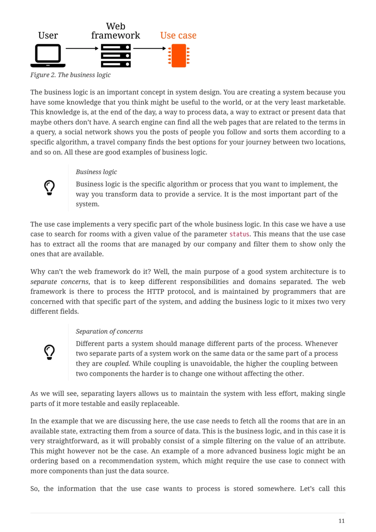 User
Web
framework Use case
Figure 2. The business logic
The business logic is an important con…