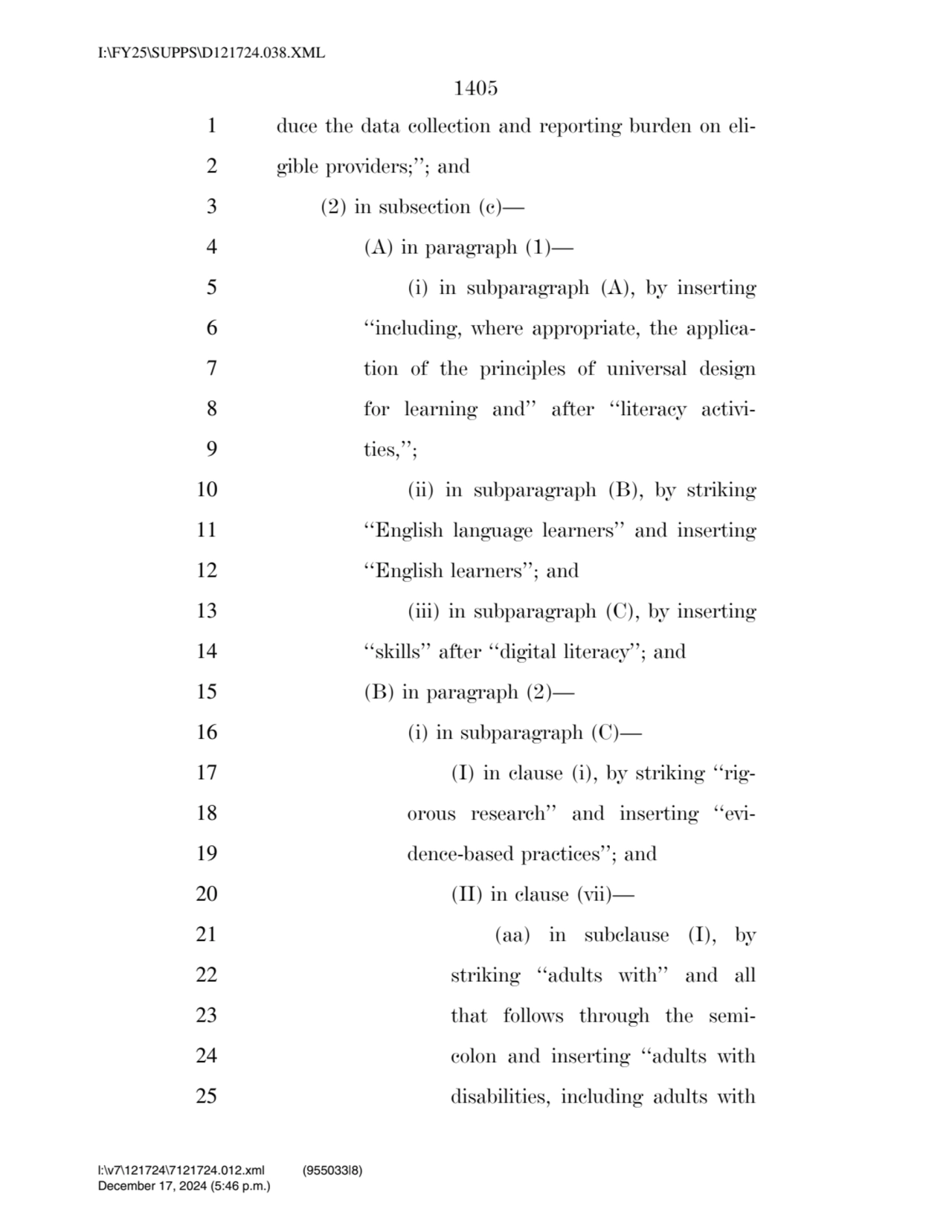 1405 
1 duce the data collection and reporting burden on eli2 gible providers;’’; and 
3 (2) in …