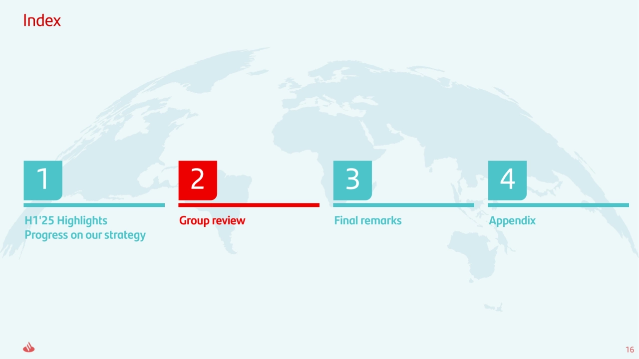 16
Index
H1'25 Highlights
Progress on our strategy
1
Group review
2
Final remarks
3
Appendix
4