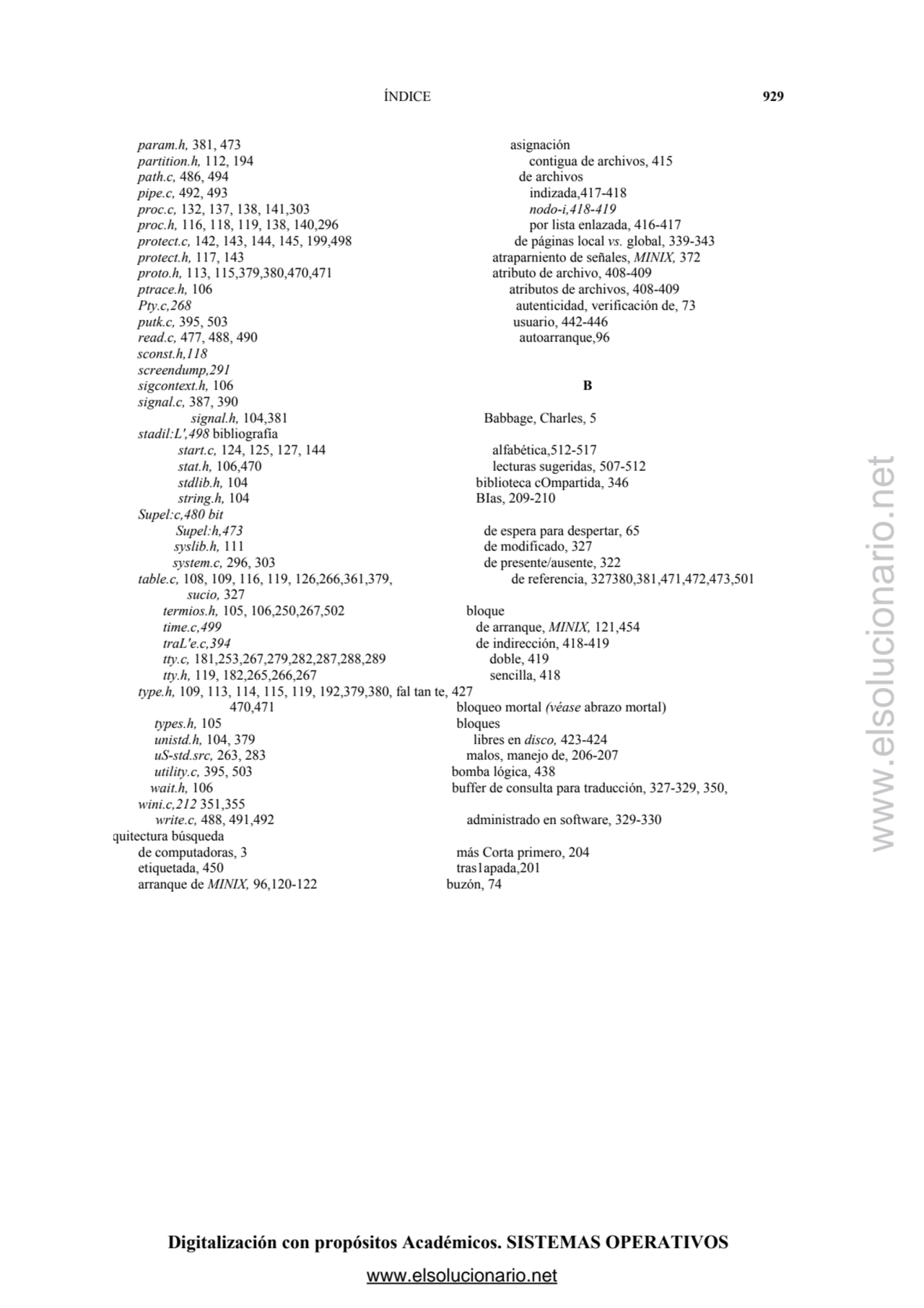 Digitalización con propósitos Académicos. SISTEMAS OPERATIVOS 
ÍNDICE 929
param.h, 381, 473 asign…