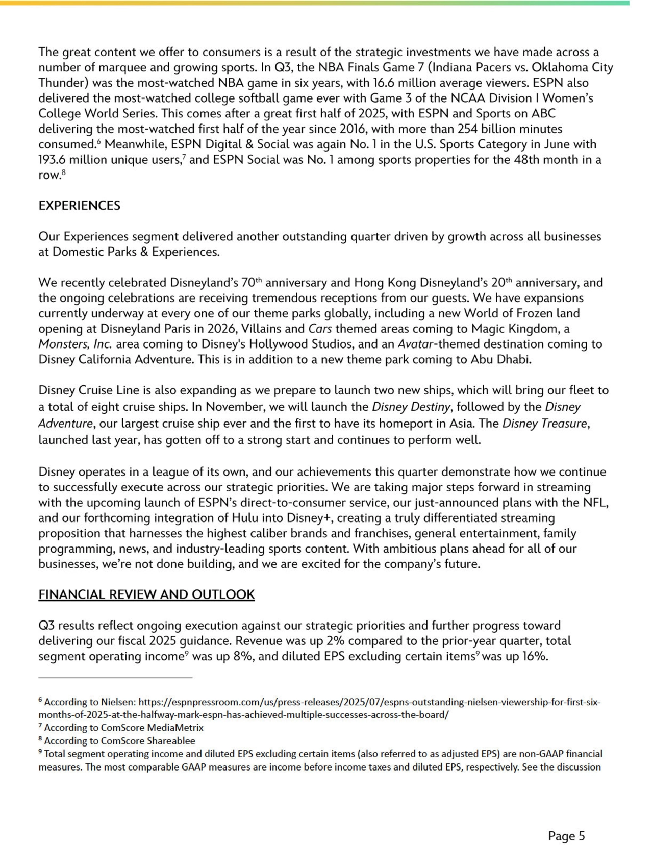 Disney's Q3 FY25 Earnings: Management Commentary - Page 6