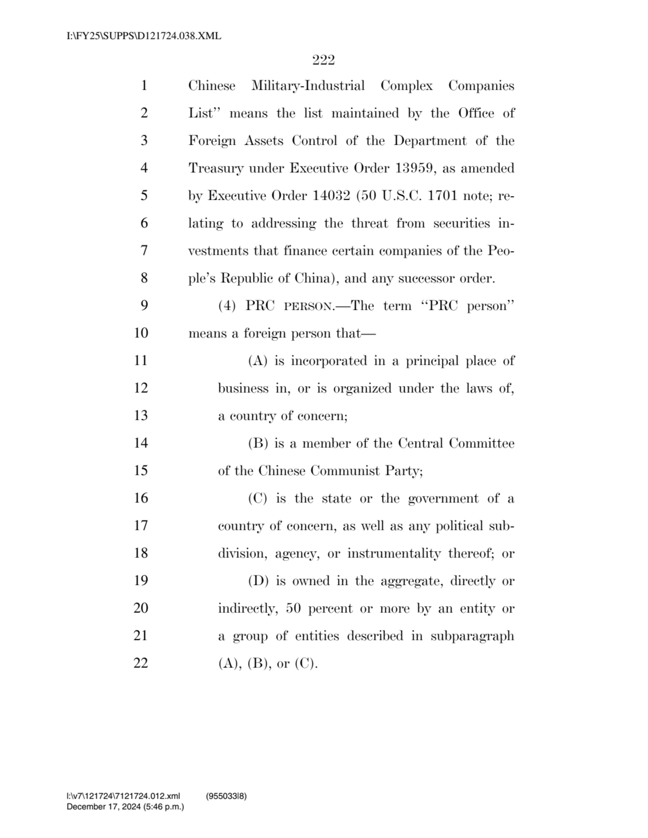 222 
1 Chinese Military-Industrial Complex Companies 
2 List’’ means the list maintained by the O…