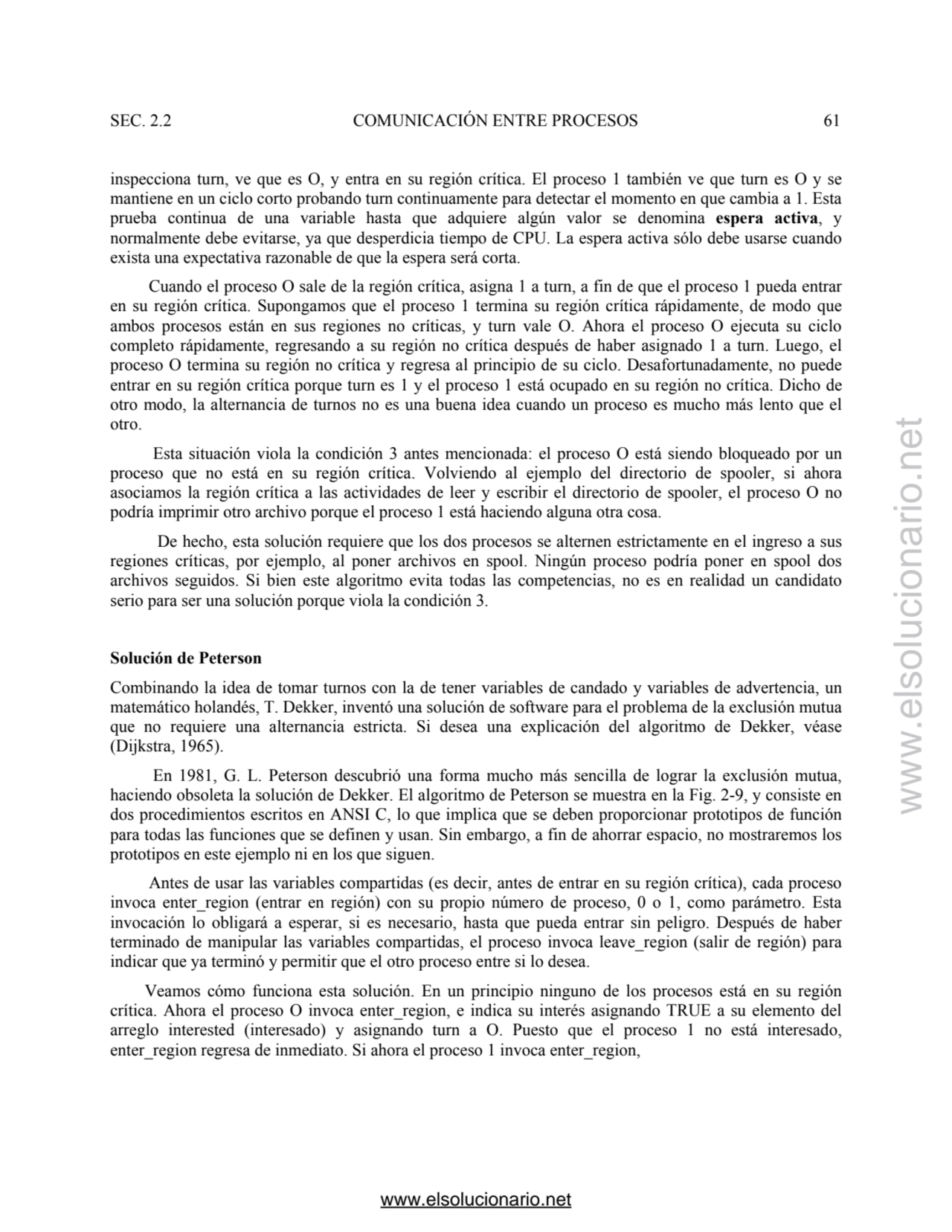 SEC. 2.2 COMUNICACIÓN ENTRE PROCESOS 61 
inspecciona turn, ve que es O, y entra en su región críti…