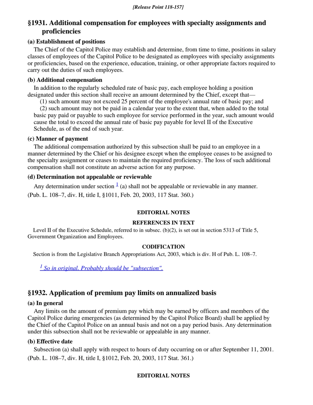 §1931. Additional compensation for employees with specialty assignments and
proficiencies
(a) Est…