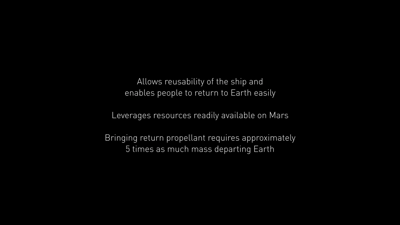 Allows reusability of the ship and 
enables people to return to Earth easily
Leverages resources …