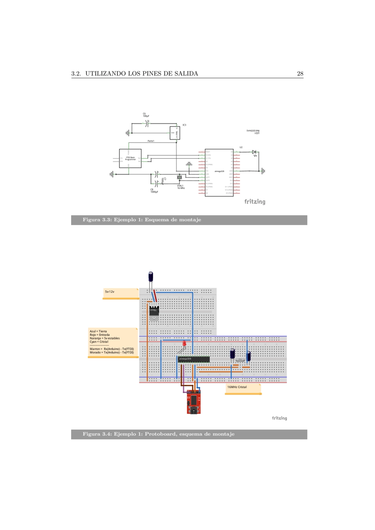 3.2. UTILIZANDO LOS PINES DE SALIDA 28
Figura 3.3: Ejemplo 1: Esquema de montaje
5v-12v
16MHz Cr…