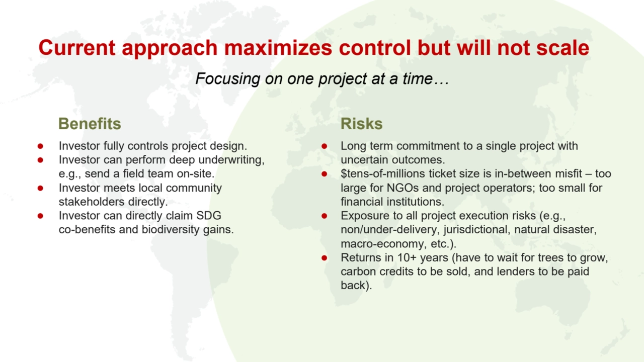 Current approach maximizes control but will not scale
● Long term commitment to a single project w…