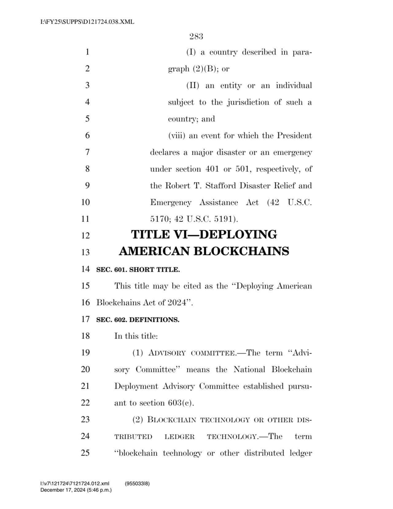 283 
1 (I) a country described in para2 graph (2)(B); or 
3 (II) an entity or an individual 
4 …