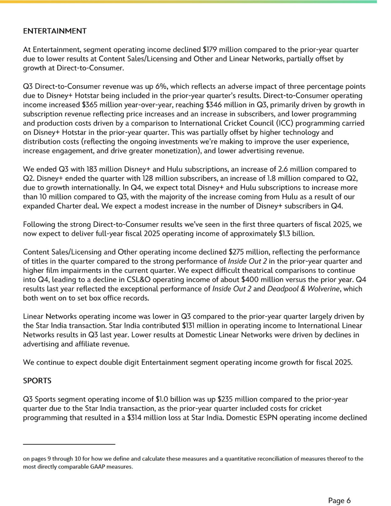 Disney's Q3 FY25 Earnings: Management Commentary - Page 7