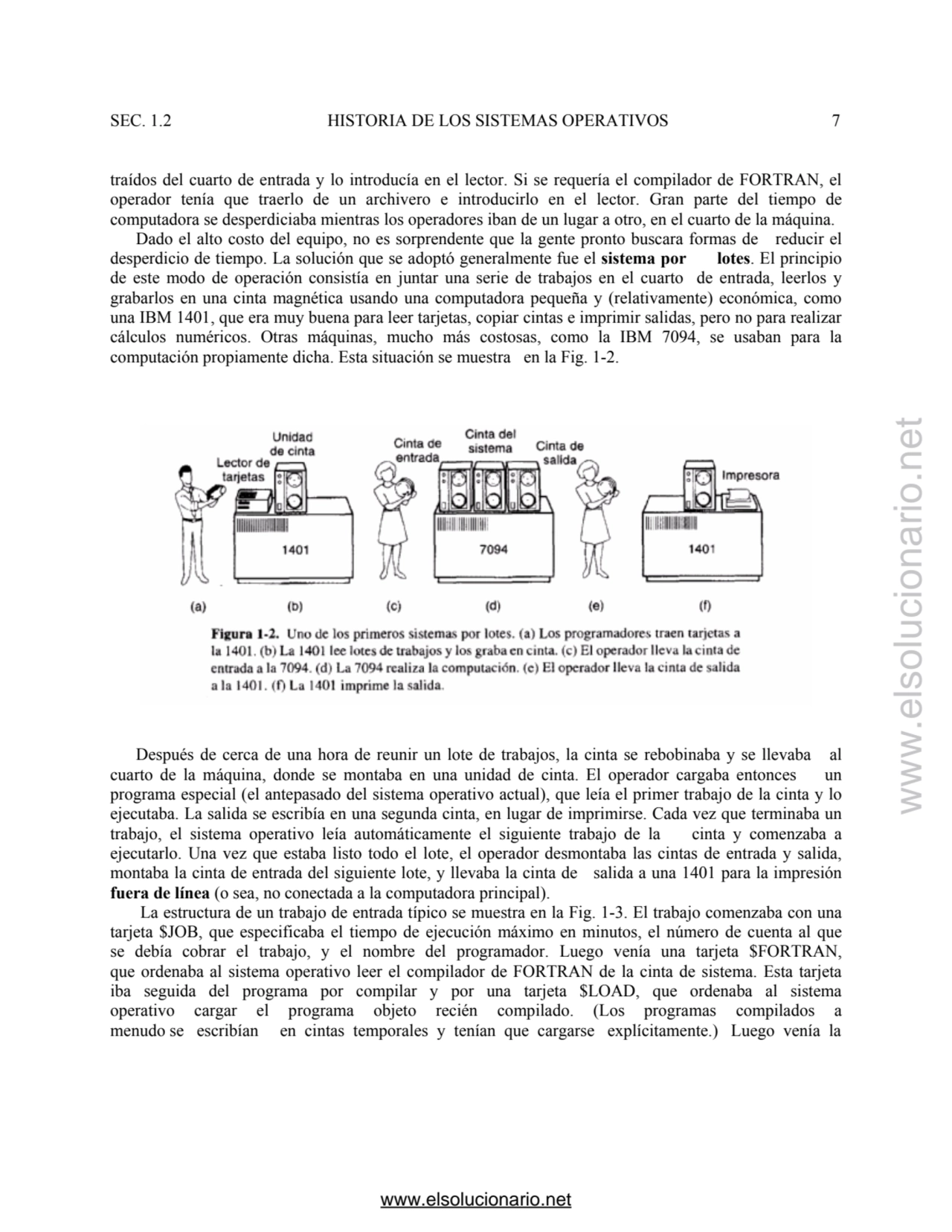 SEC. 1.2 HISTORIA DE LOS SISTEMAS OPERATIVOS 7 
traídos del cuarto de entrada y lo introducía en e…