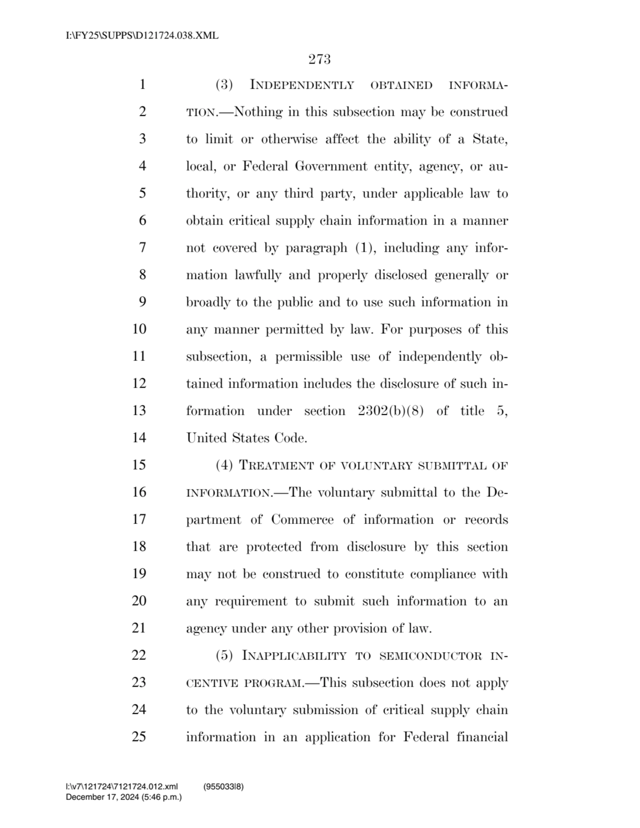 273 
1 (3) INDEPENDENTLY OBTAINED INFORMA2 TION.—Nothing in this subsection may be construed 
3 …