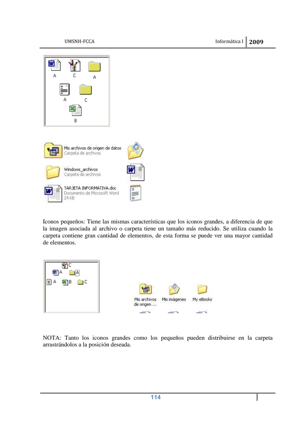 UMSNH-FCCA Informática 
 
Iconos pequeños: Tiene las mismas características que los iconos grande…