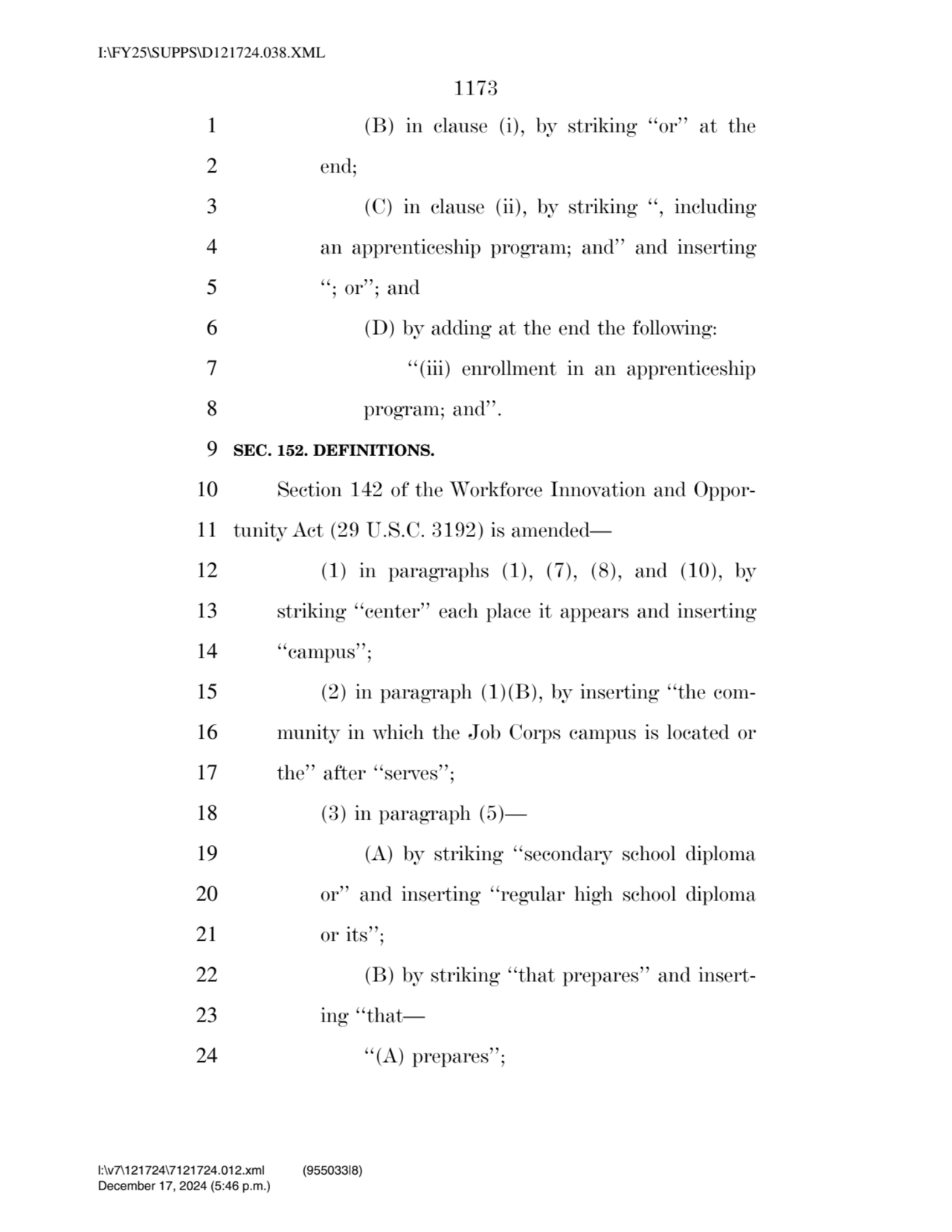 1173 
1 (B) in clause (i), by striking ‘‘or’’ at the 
2 end; 
3 (C) in clause (ii), by striking …