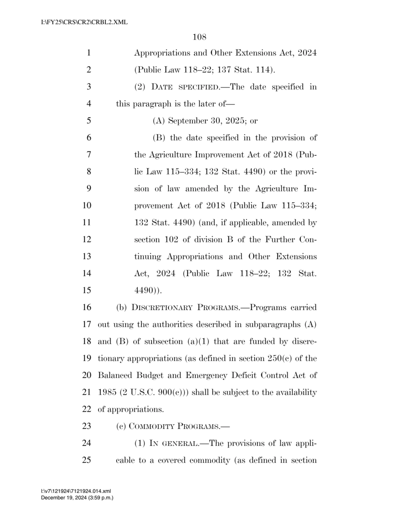 108 
1 Appropriations and Other Extensions Act, 2024 
2 (Public Law 118–22; 137 Stat. 114). 
3 (…