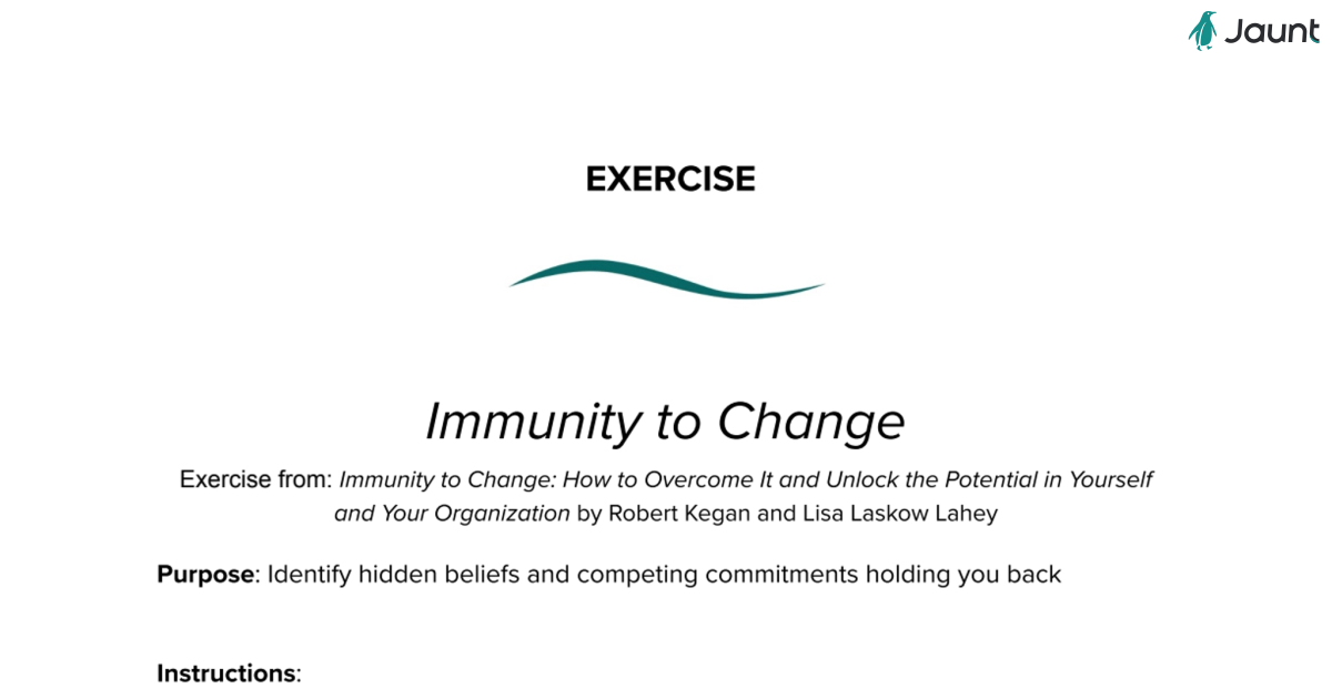 Exercise: Immunity to Change Worksheet