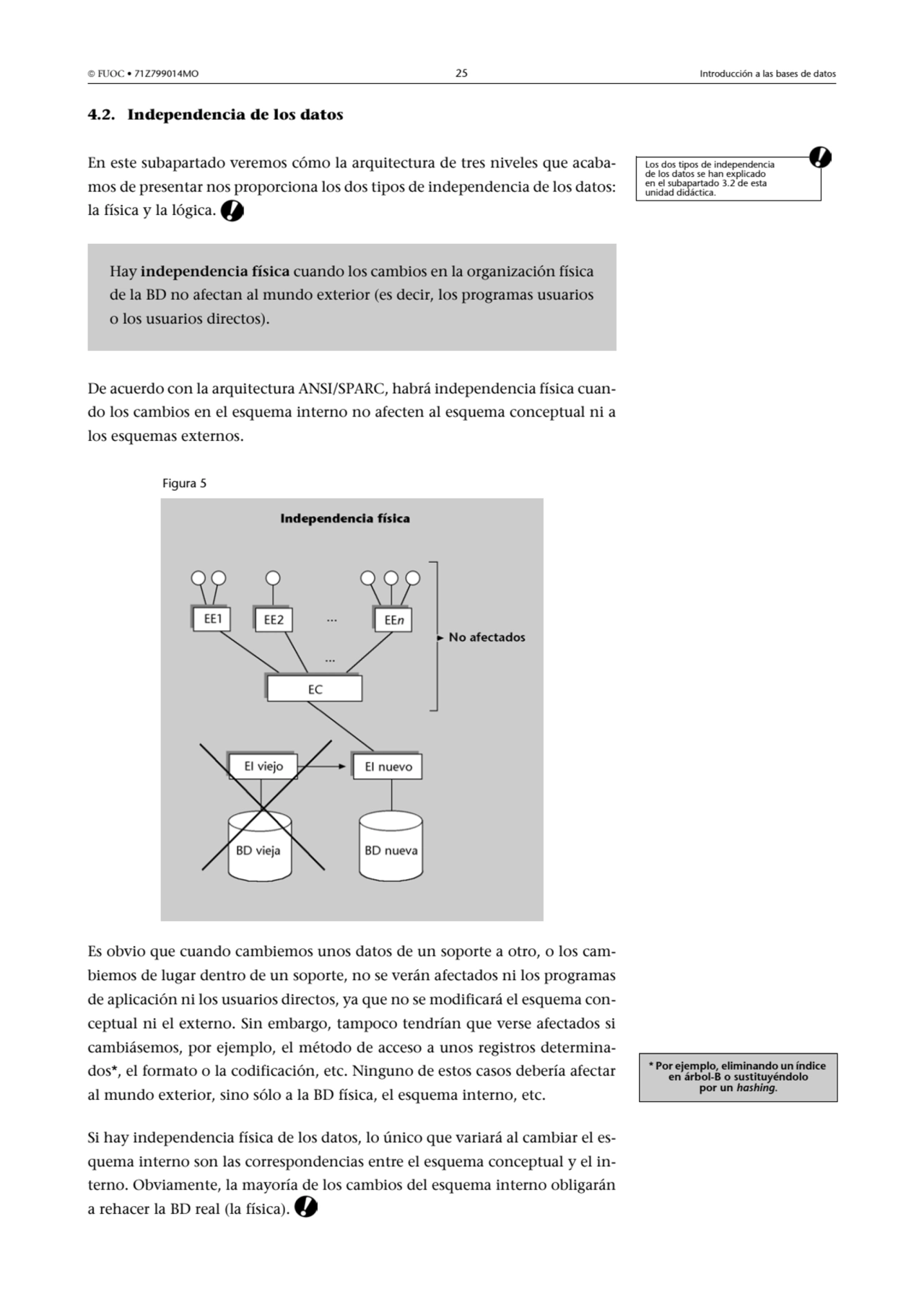  FUOC • 71Z799014MO 25 Introducción a las bases de datos
4.2. Independencia de los datos
En este…