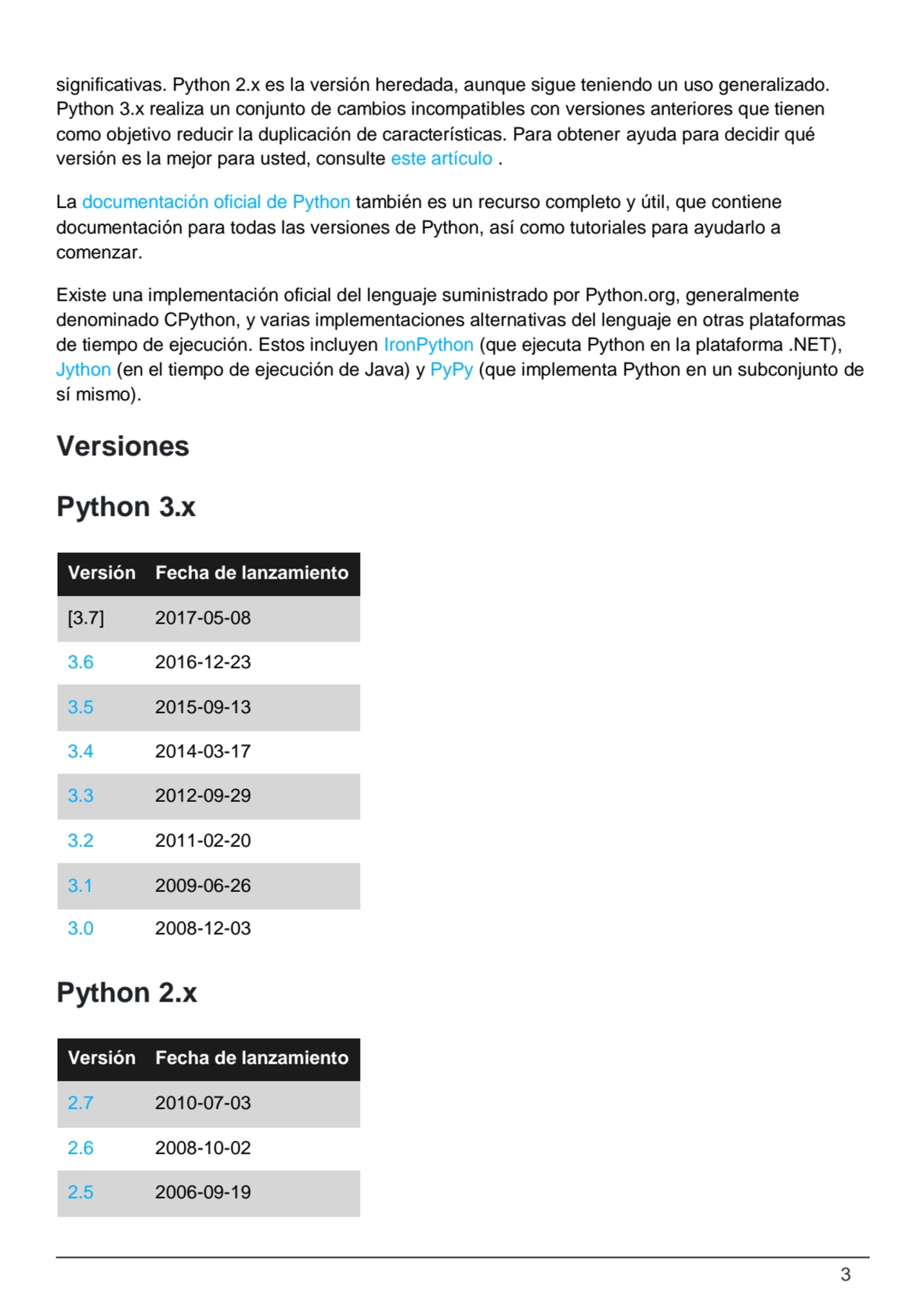 3
significativas. Python 2.x es la versión heredada, aunque sigue teniendo un uso generalizado. 
…