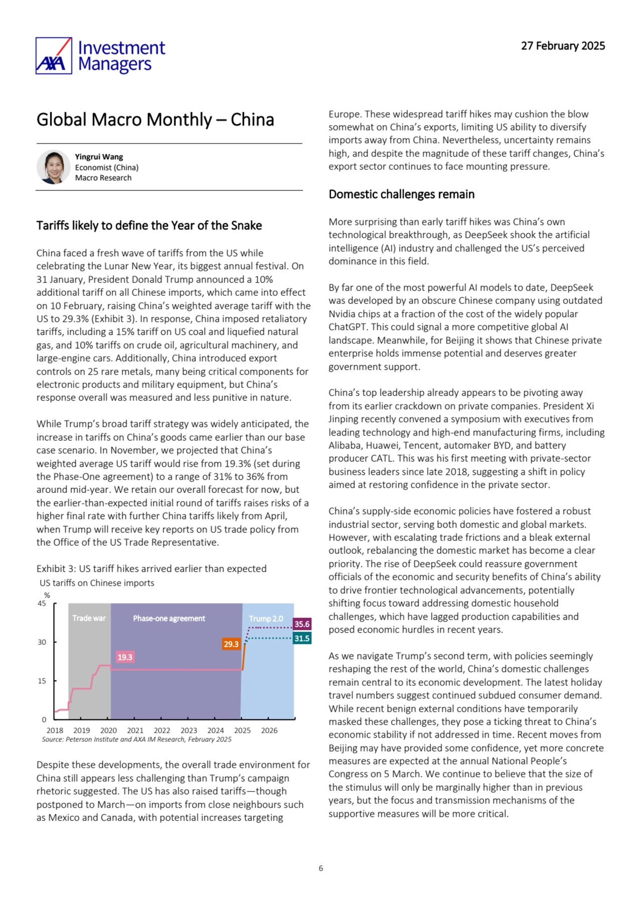 27 February 2025
6
Global Macro Monthly – China 
 
Yingrui Wang
Economist (China)
Macro Resea…